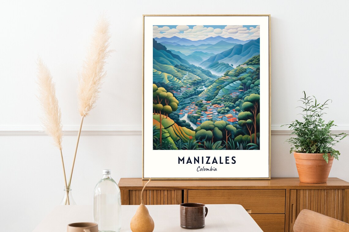 Manizales Colombia Andes Mountain Valley Coffee Town Travel Poster - Image 2