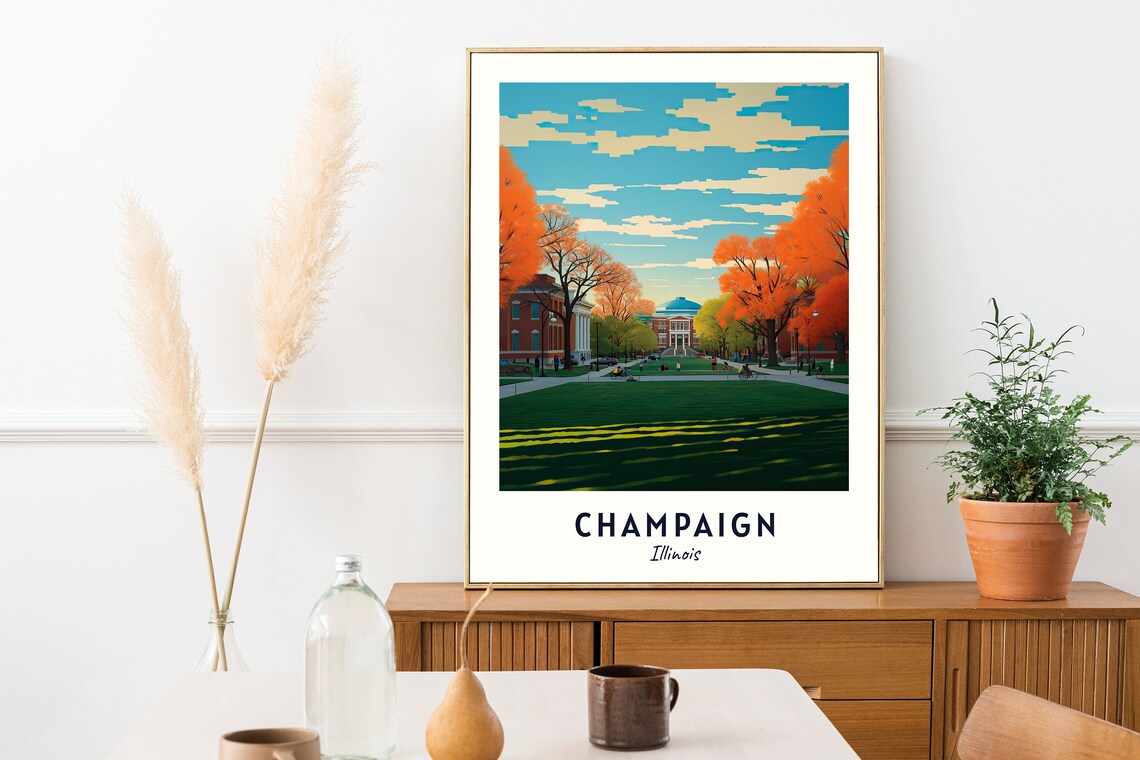 Champaign Illinois Travel Poster, City Wall Art Print - Image 2