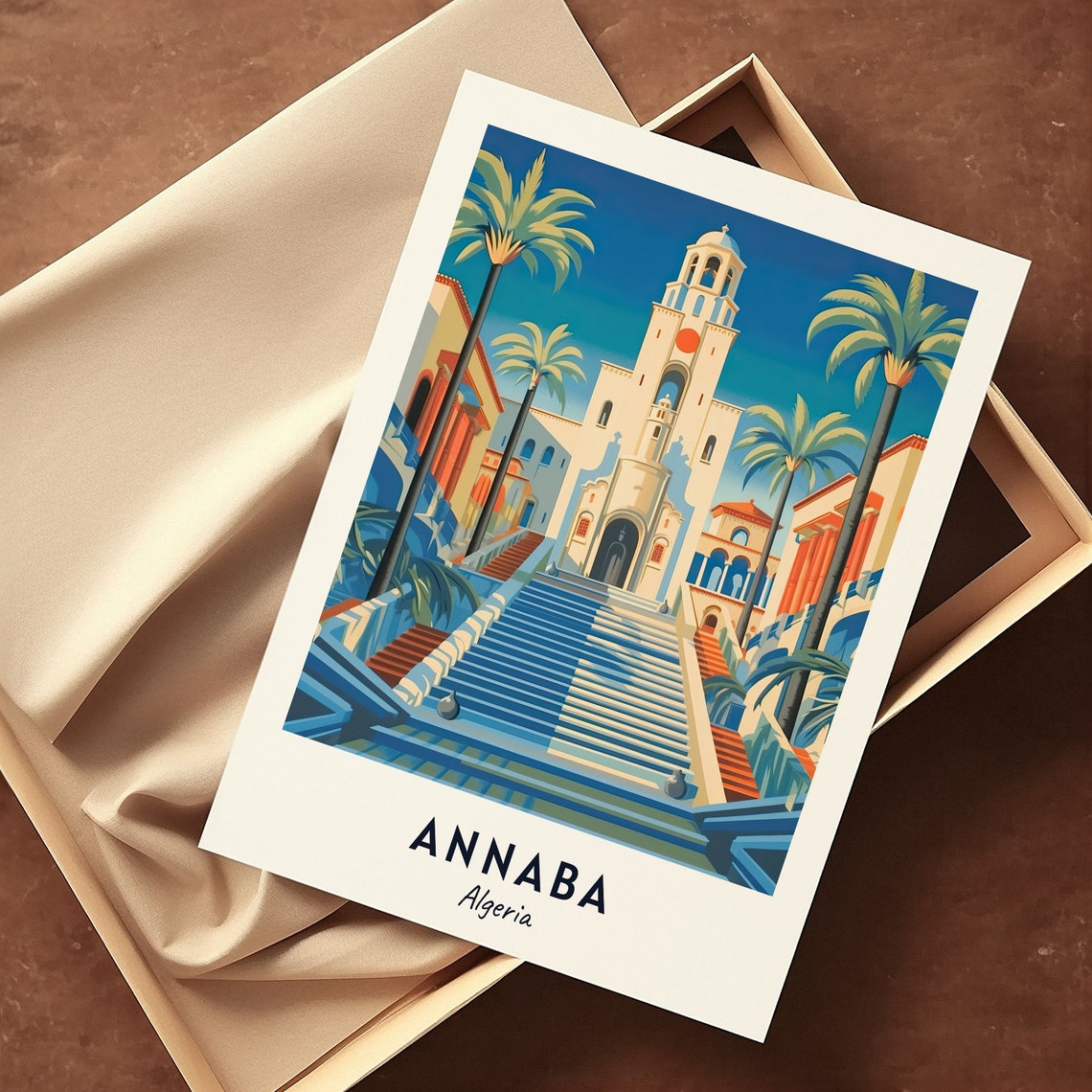 Annaba Algeria Basilica With Grand Staircase And Palms Poster - Image 3