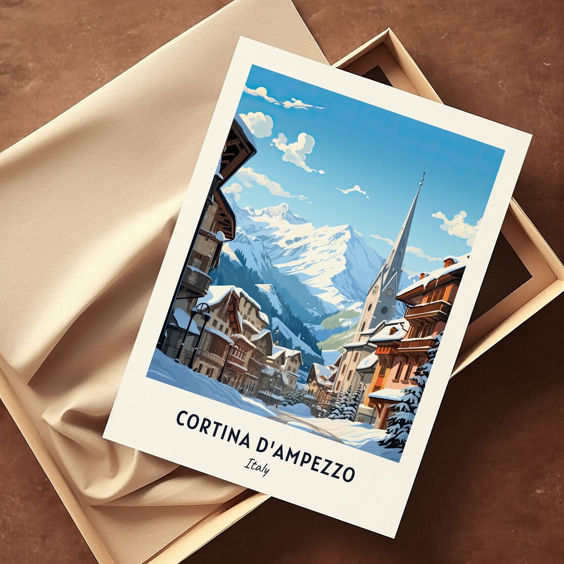 Cortina d'Ampezzo Italy Snowy Alpine Village Dolomite Poster - Image 3