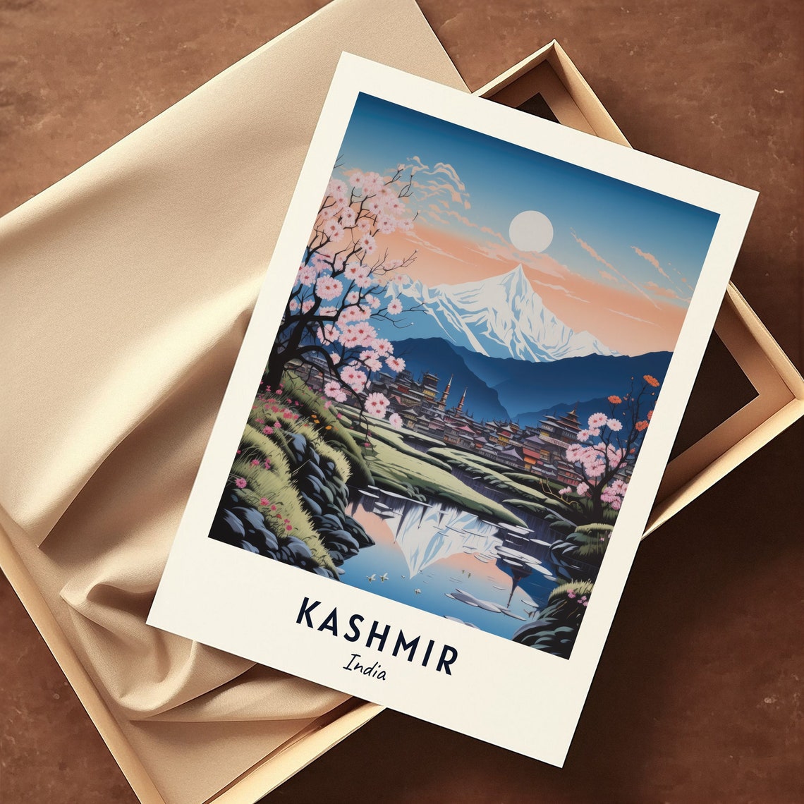 Kashmir India Himalayan Snow Peak Blossom Valley Spring Poster - Image 3