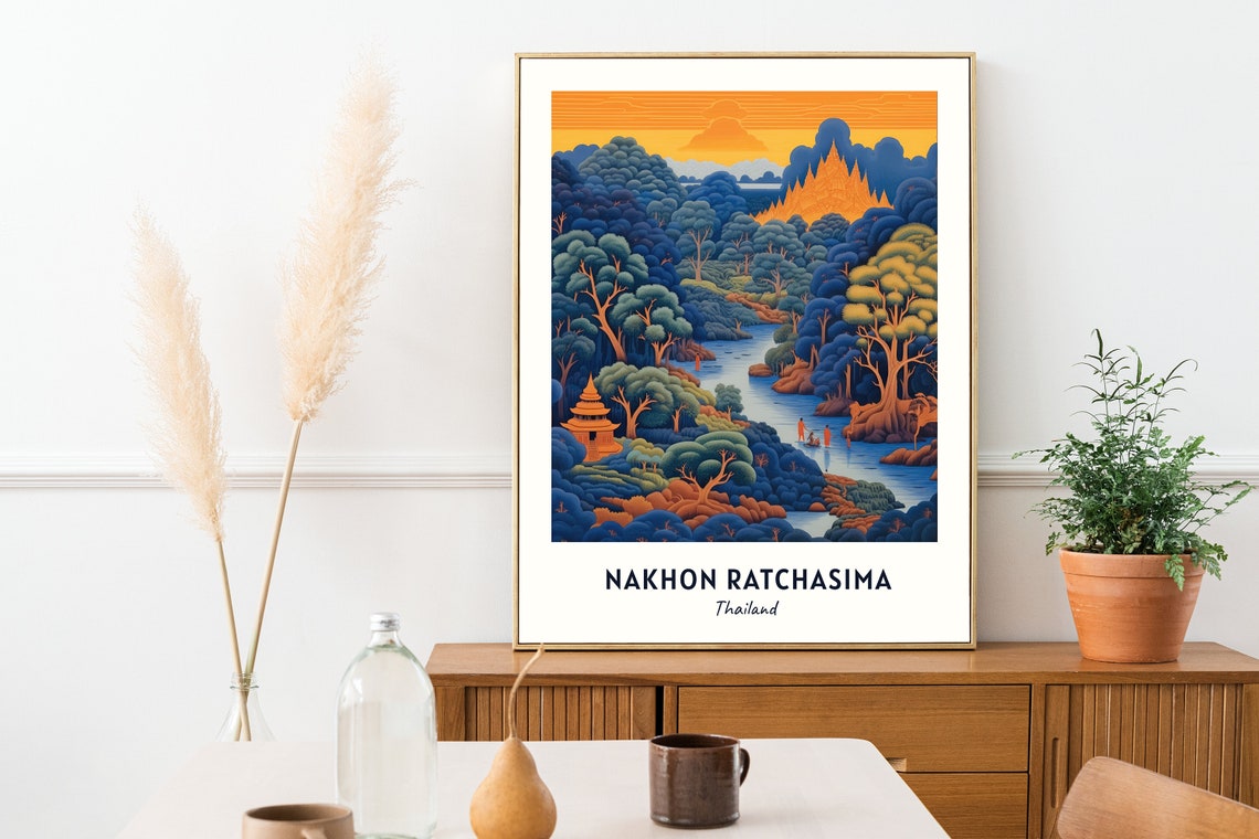 Nakhon Ratchasima Thailand Jungle River Sunset Temple Poster - Image 2