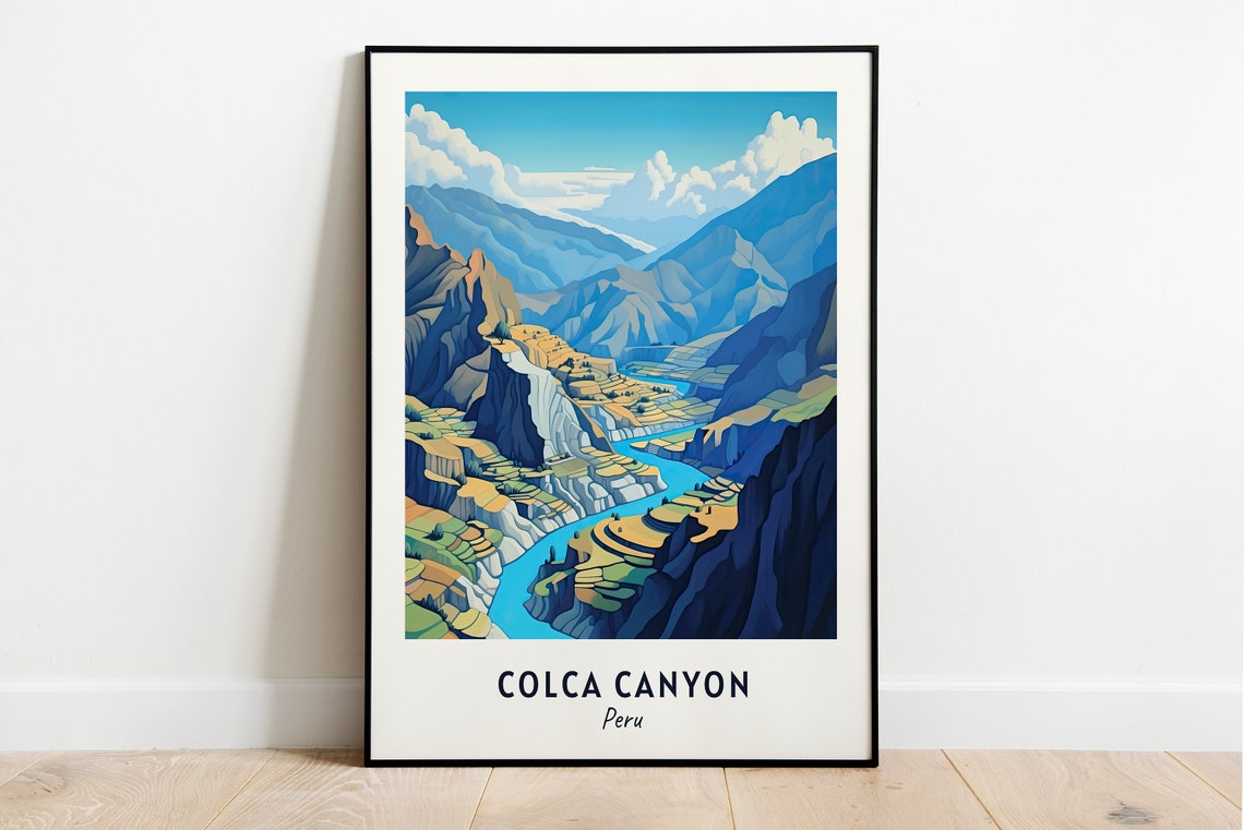 Colca Canyon Terraced Valley with a Turquoise River Peru Poster