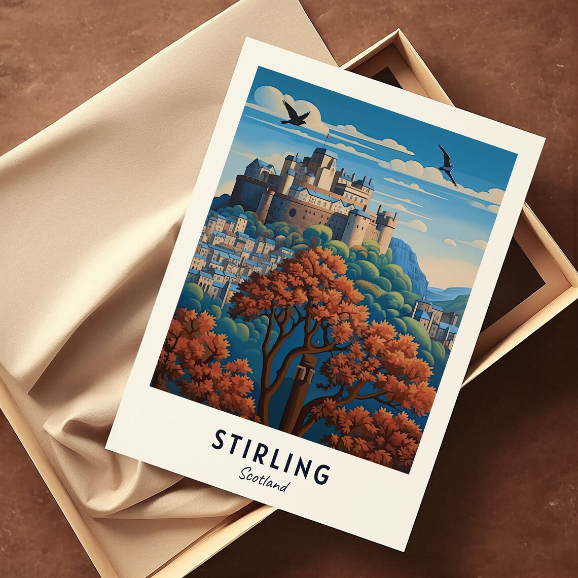 Stirling Scotland Castle Autumn Foliage Evening Art Travel Poster - Image 3