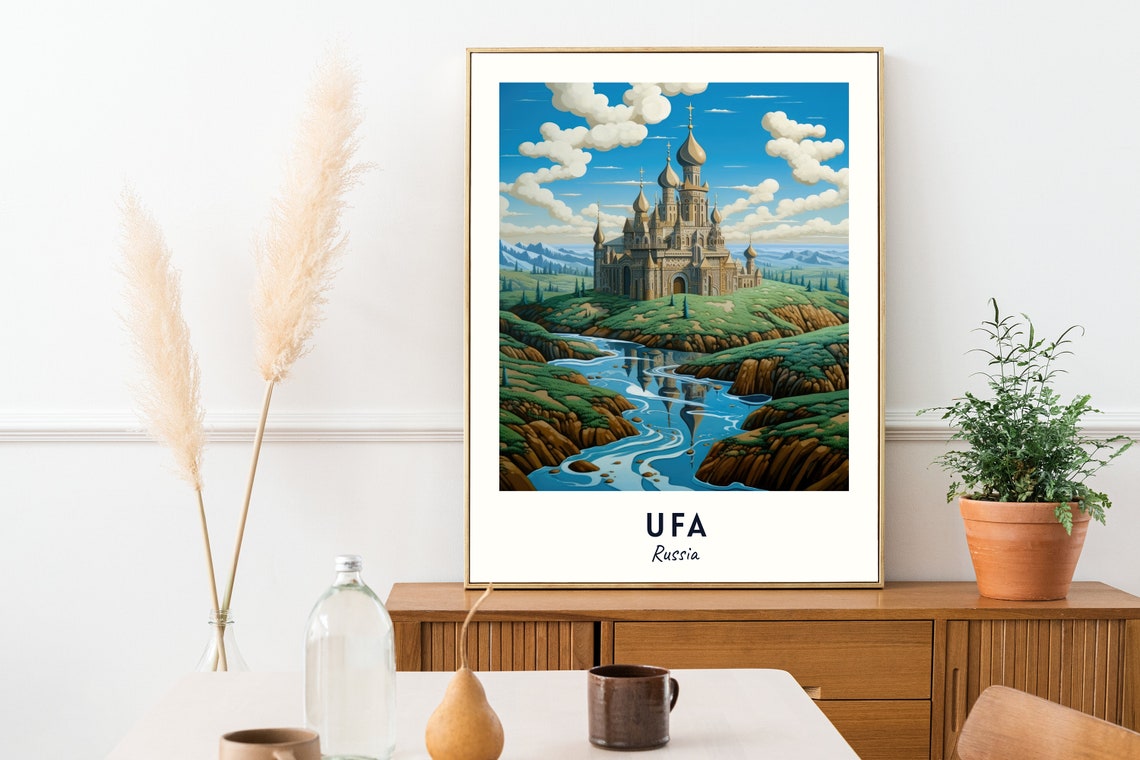 Ufa Golden Onion Dome Church River Valley View Travel Poster - Image 2