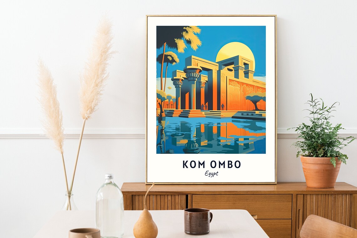 Kom Ombo Egypt Ancient Temple Columns By The Nile Travel Poster - Image 2