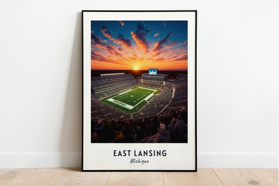 East Lansing Michigan Travel Poster, City Print