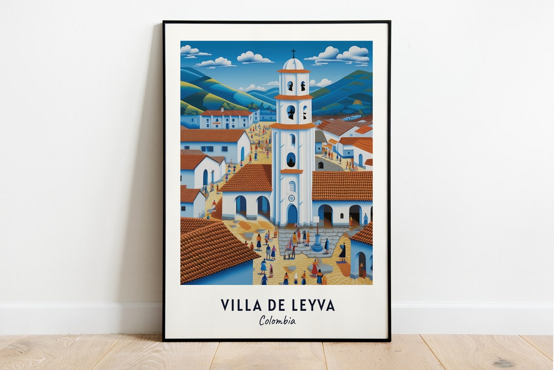 Villa De Leyva Colombia Colonial Plaza And Church Tower Poster