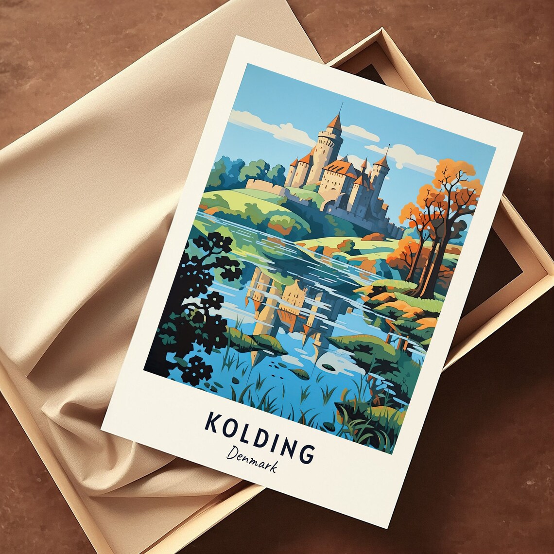 Koldinghus Castle Reflected in the Lake Kolding Denmark Poster - Image 3