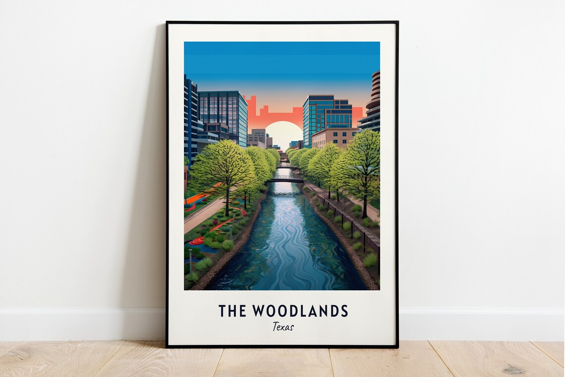 The Woodlands Texas Travel Poster, City Print