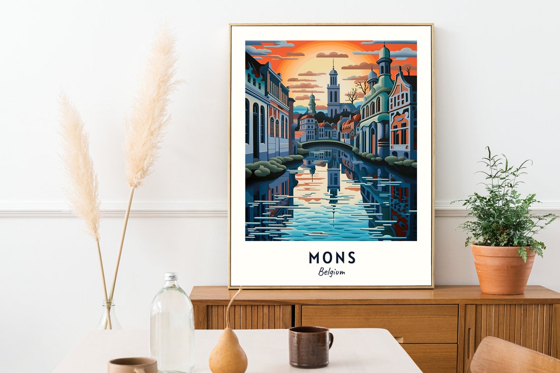 Mons Belfry Travel Print Wall Art Mons Belgium City Print Mons Belfry Travel Gift Mons Belfry Poster Travel Gift - Image 2