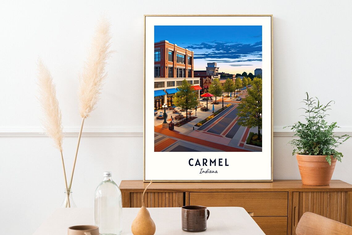 Carmel Travel Print Wall Art Carmel Indiana City Print Carmel Travel Gift Carmel City Poster Travel Gift Wall Art - Image 2