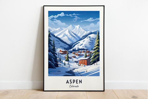 Aspen Travel Print Aspen Ski Poster Colorado Ski Poster Aspen Ski Resort Print
