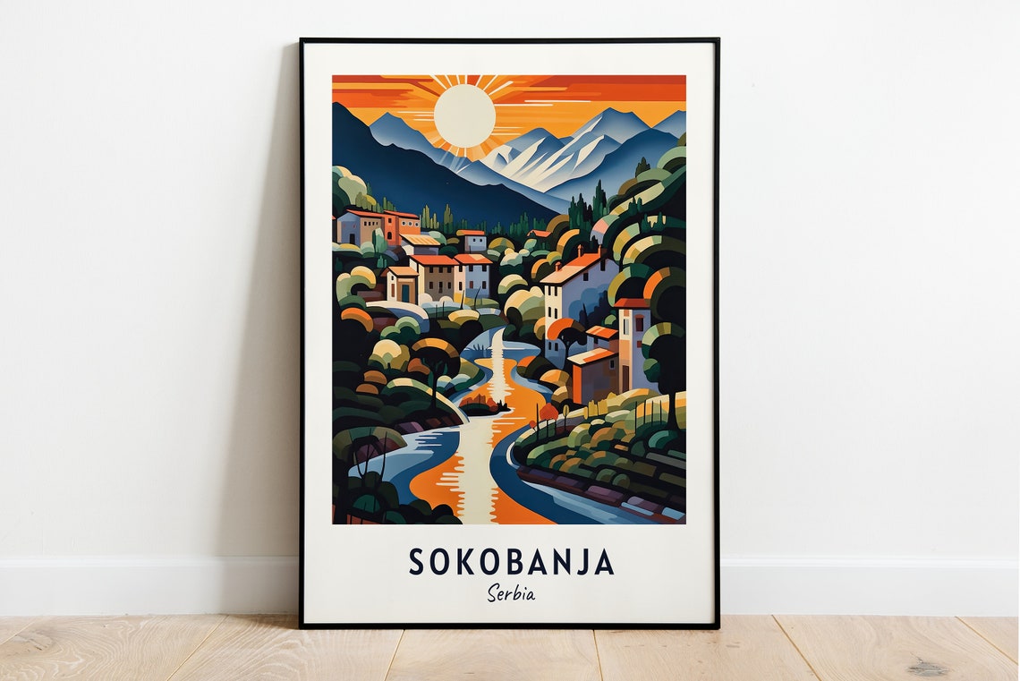 Sunset Mountain Valley with Winding River Sokobanja Serbia Poster