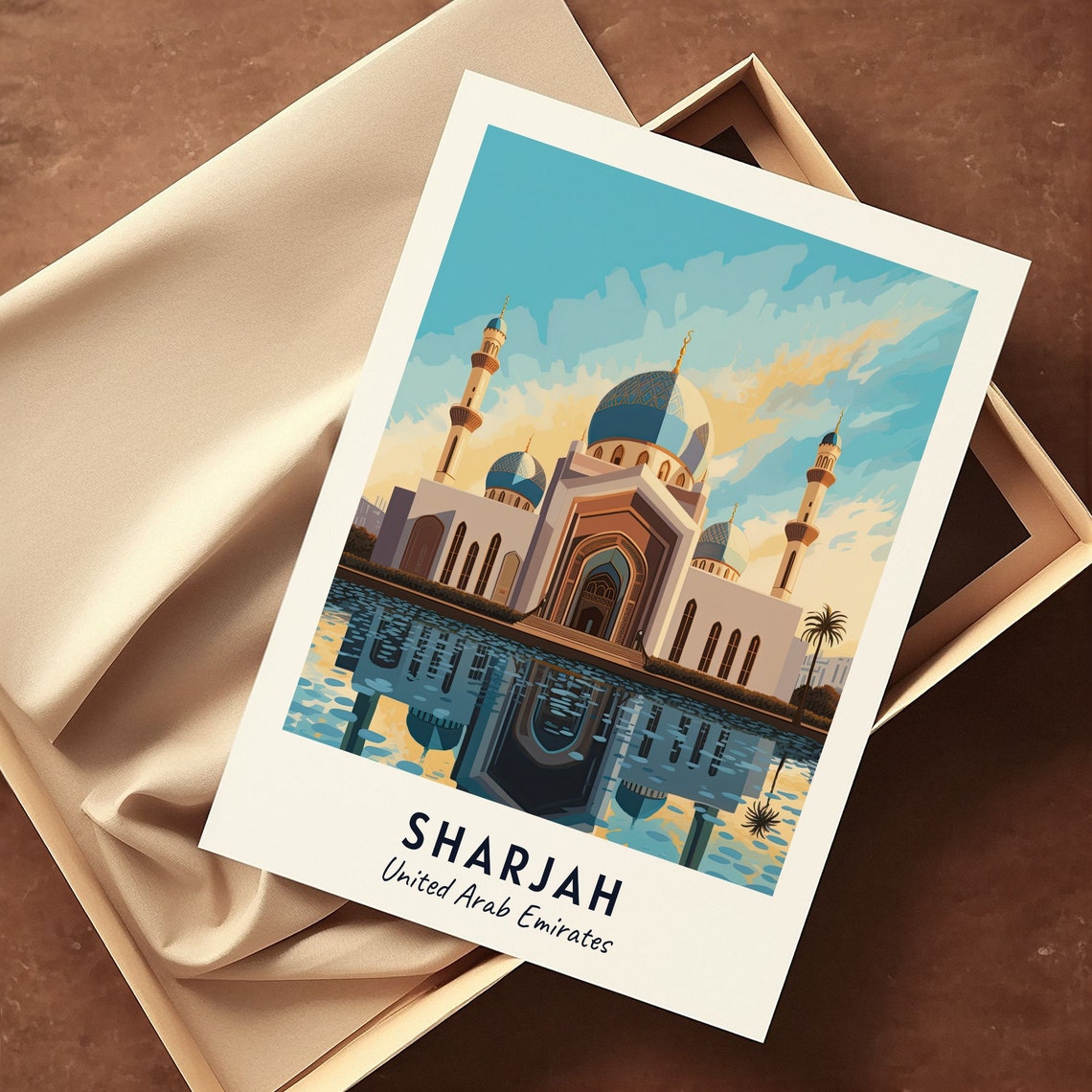 Al Noor Mosque Travel Print Wall Art Sharjah United Arab Emirates City Print Al Noor Mosque Travel Gift Al Noor Mosque Poster Wall Art - Image 3