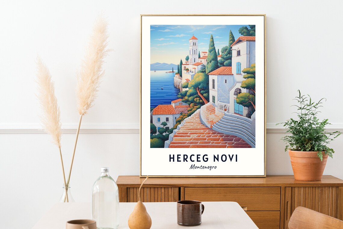 Herceg Novi Old Town Travel Poster, Montenegro City - Image 2