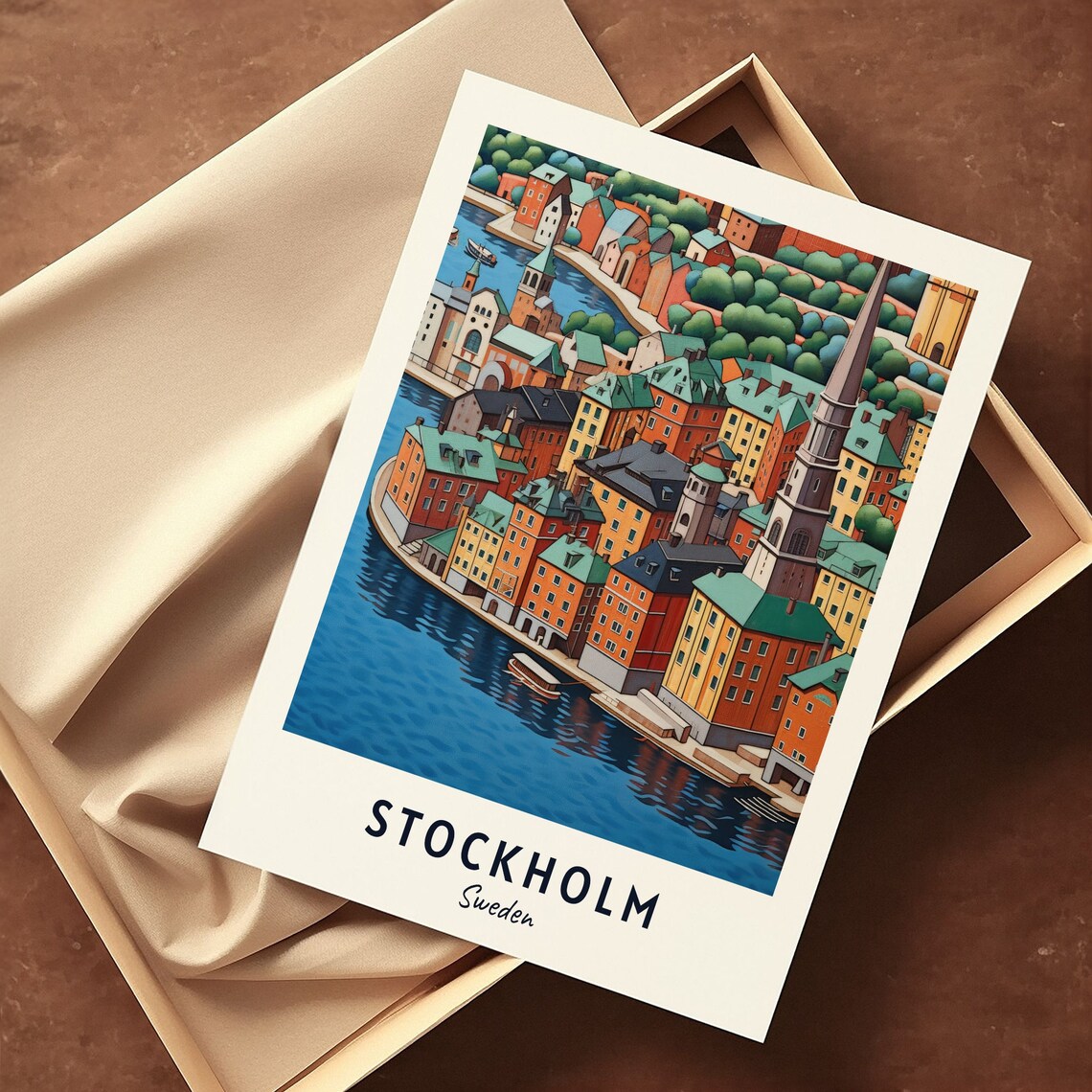 Gamla Stan Colorful Waterfront Rooftops in Stockholm Sweden Poster - Image 3