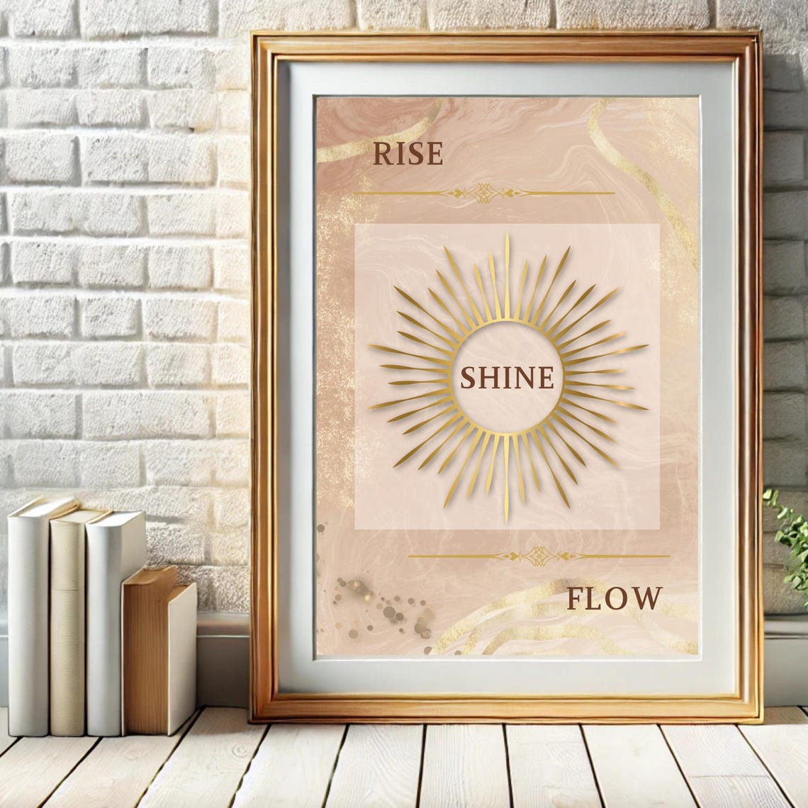 Boho Poster Rise Shine Flow Golden Sun Wall Art Selflove Mindfulness Motivational Picture Spirituality