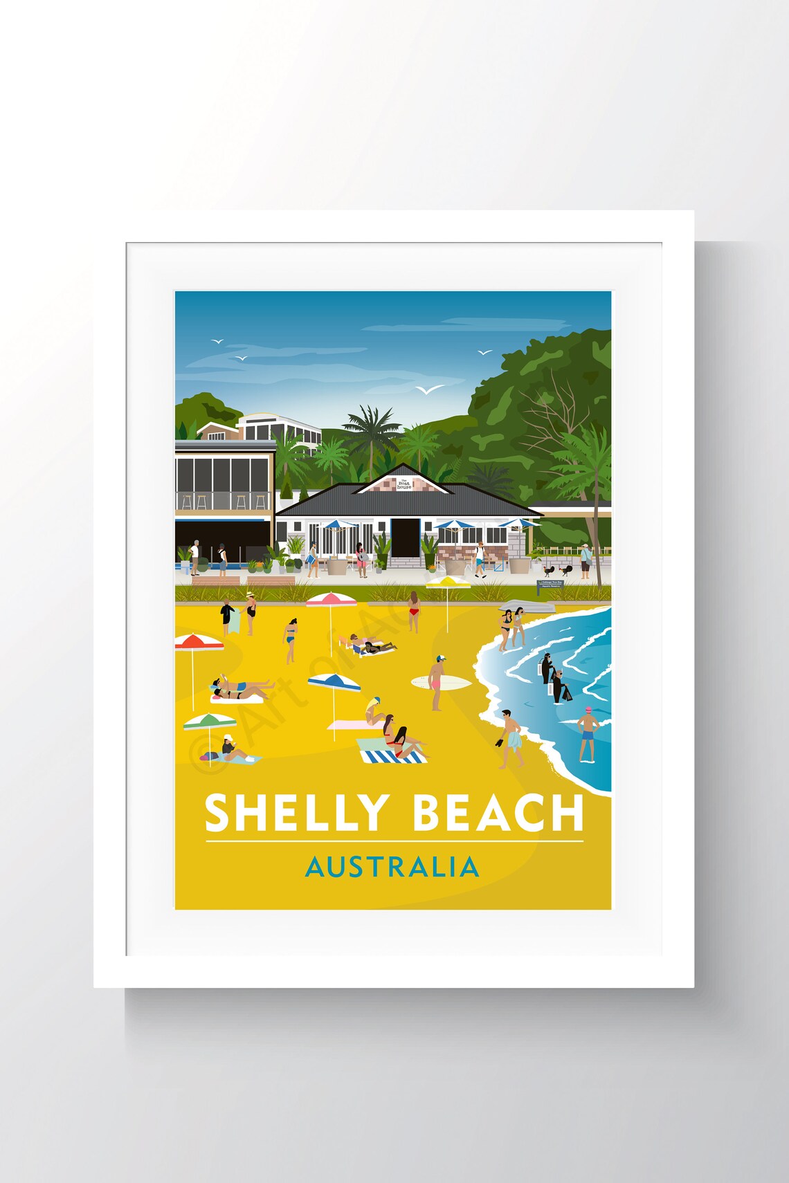 Shelly Beach, Australia Vintage Travel Poster - Image 2