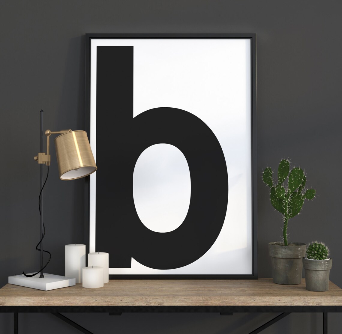 B Letter Print, Scandinavian Monogram Art Print