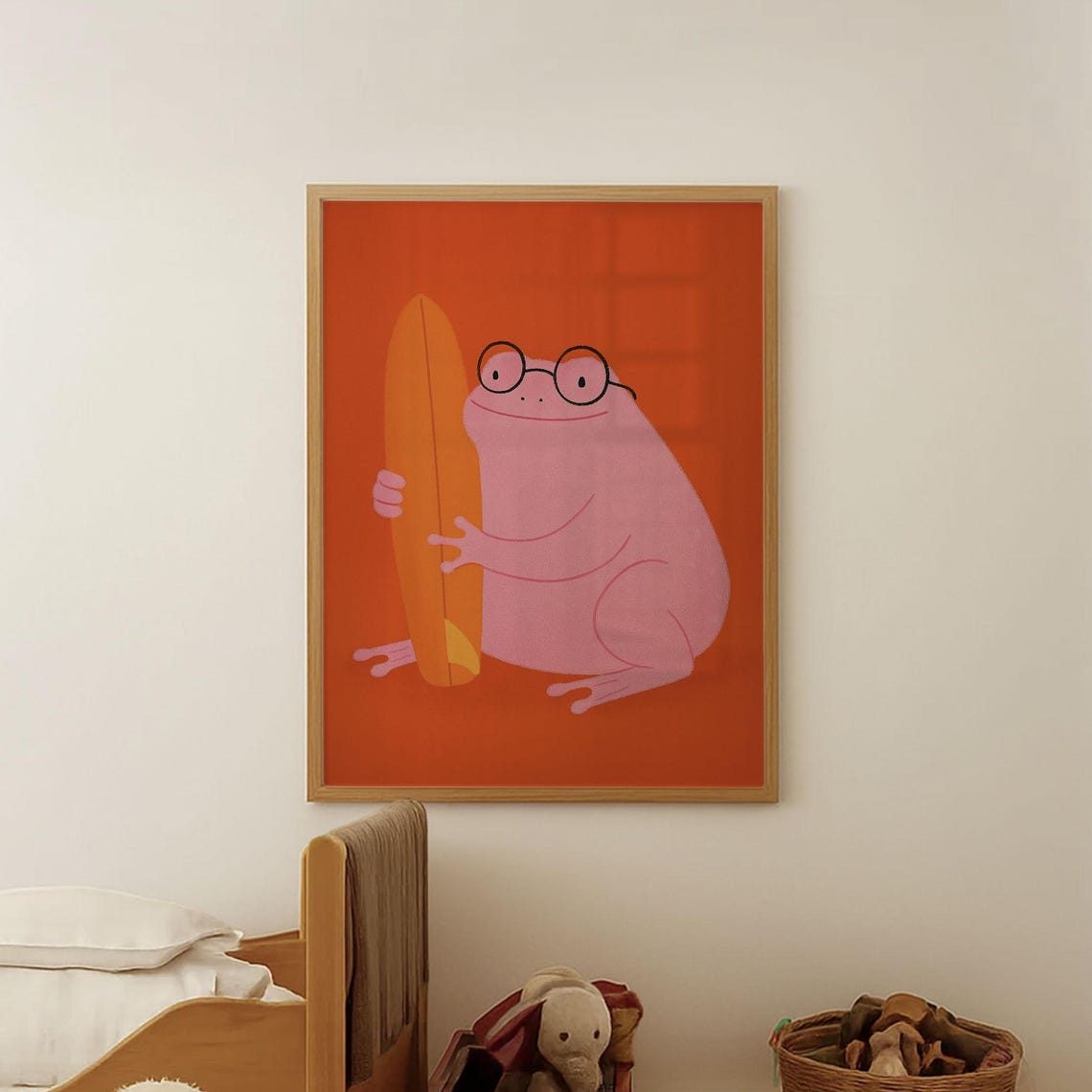 Frog Surfboard Nursery Print Kids Room Animal Decor