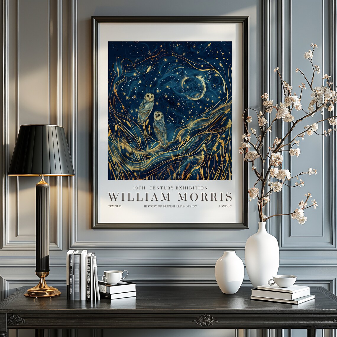 William Morris Moon Stars Vintage Poster Print