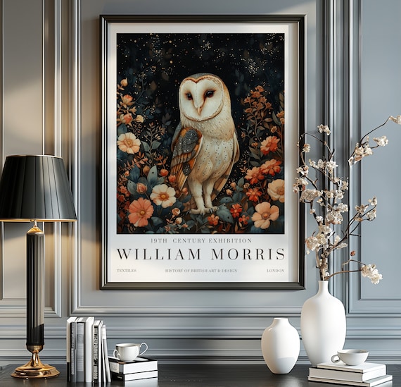 William Morris Owl Poster Print, Vintage Textiles