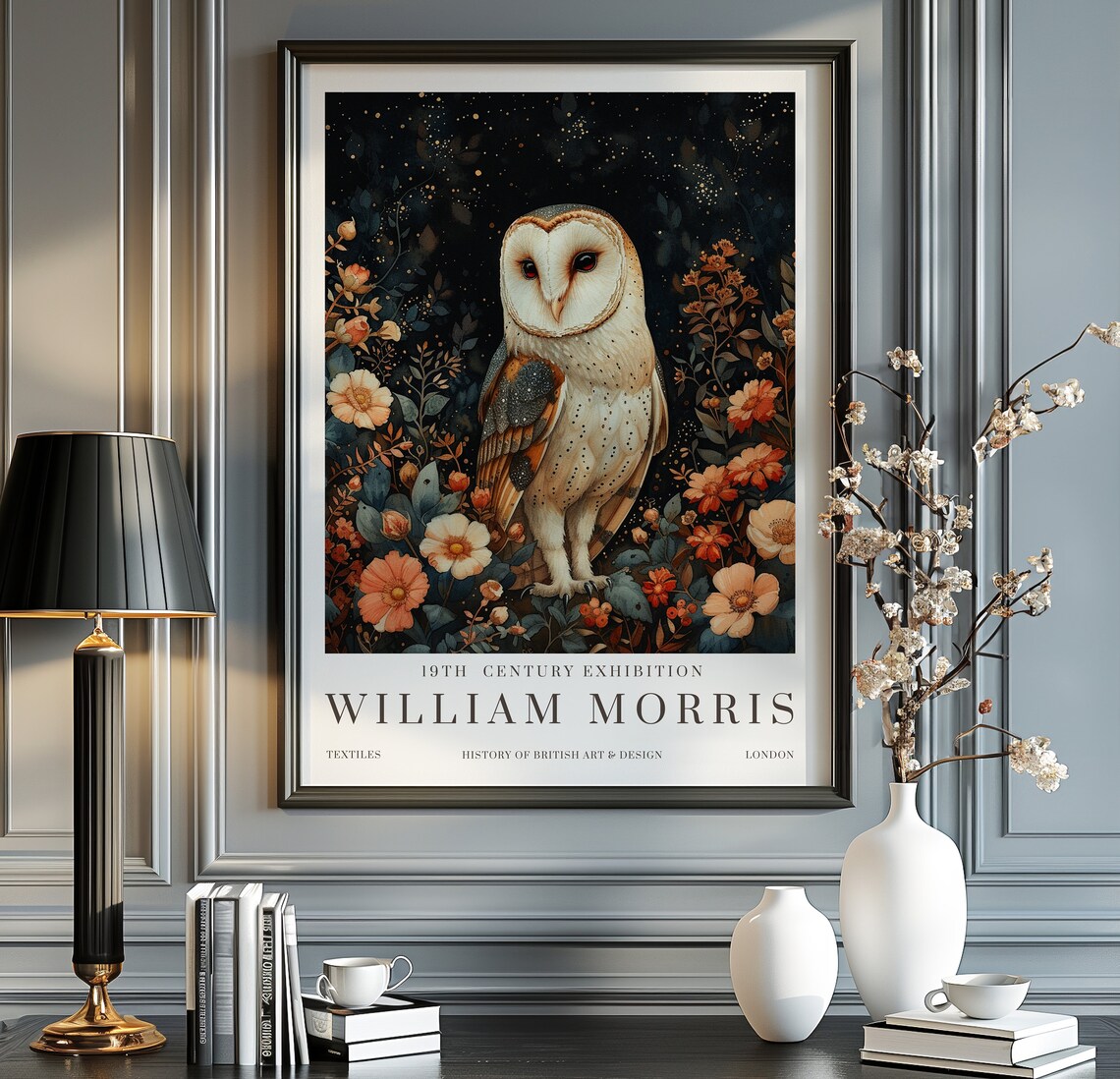 William Morris Owl Poster Print, Vintage Textiles
