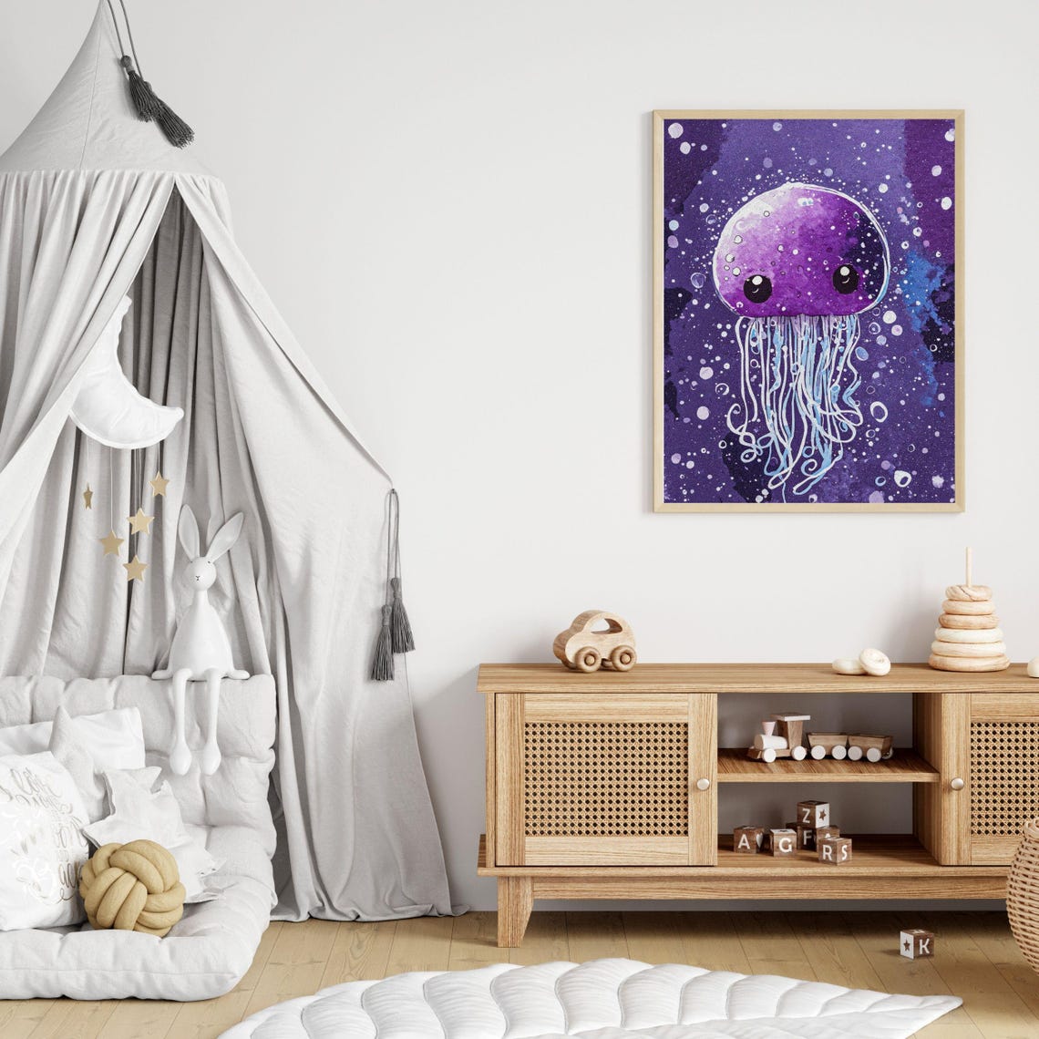 Purple Jellyfish Framed Art Print Girls Room Decor Lavender Ocean Animal Wall Art Nursery Art Unique Baby Gift Watercolor Sea Life - Image 6
