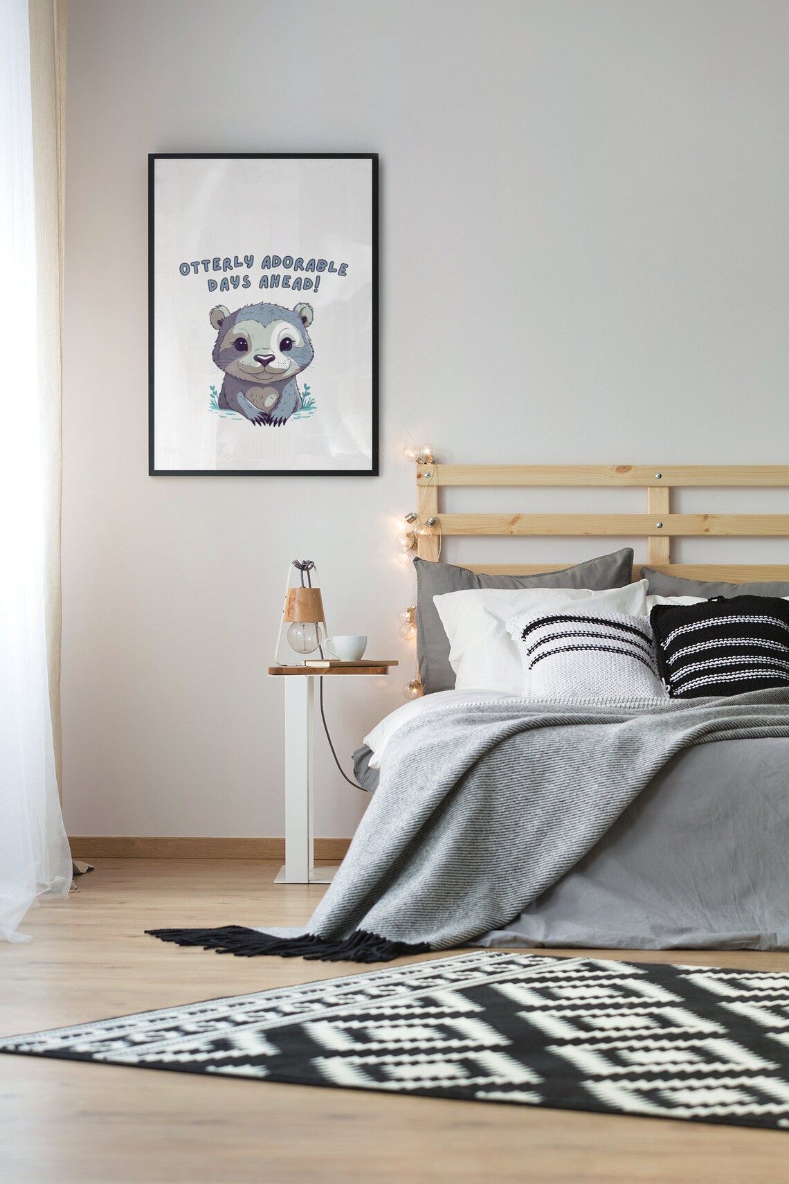 Otterly Adorable Illustration Print Silly Art Posters Cute Otter Quote Prints Funny Otter Lover Art Animal Art Print Girl Room Wallart - Image 2