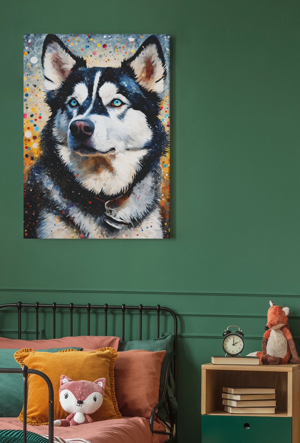 Siberian Husky Art Print Colorful Husky Portrait Husky Dog Wall Art Colorful Husky Picture Husky Home Decor Dog Art Print Blue Eye Dog - Image 3