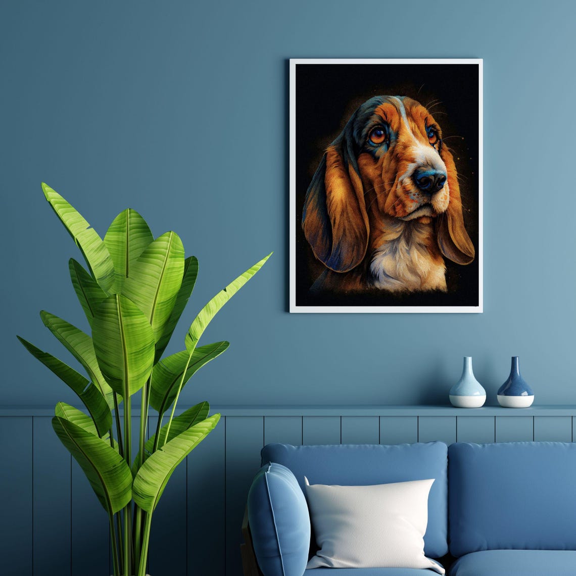 Basset Hound Portrait Soulful Eyes Painterly Dog Decorative Wall Art - Image 4