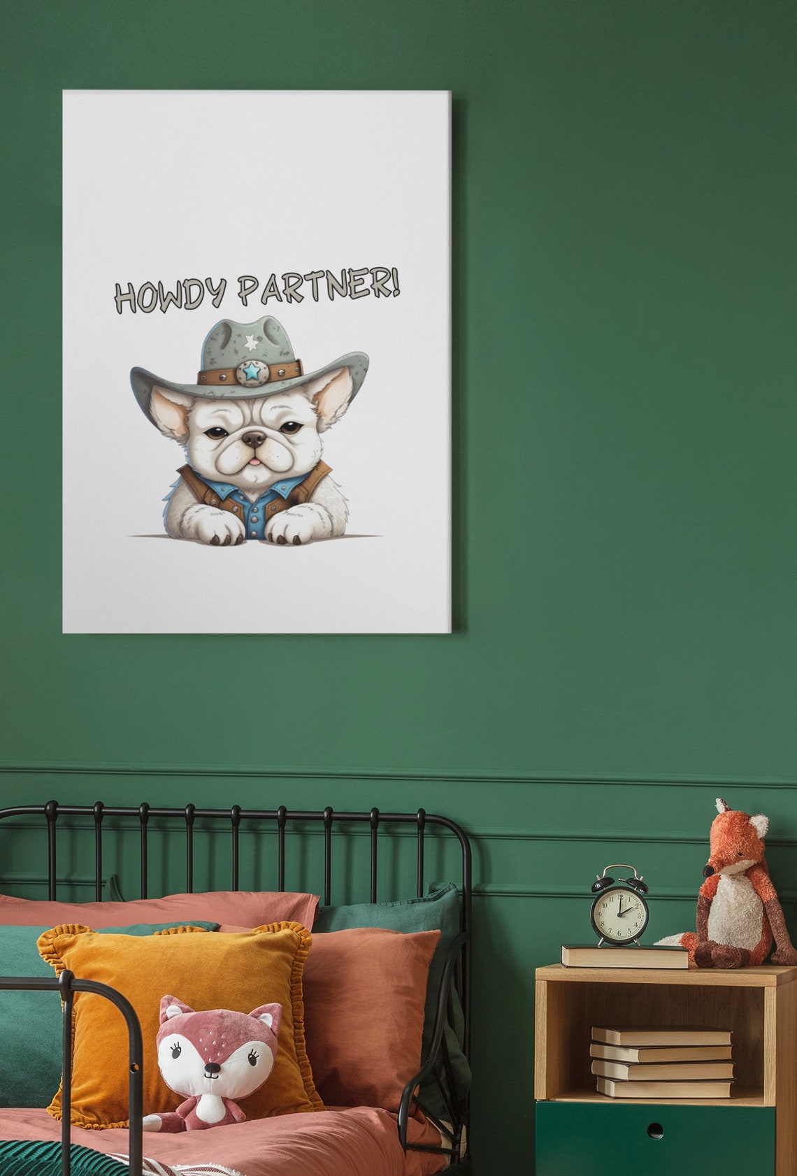 Howdy Partner Cute French Bulldog Cowboy Hat Western Dog Poster - Image 3