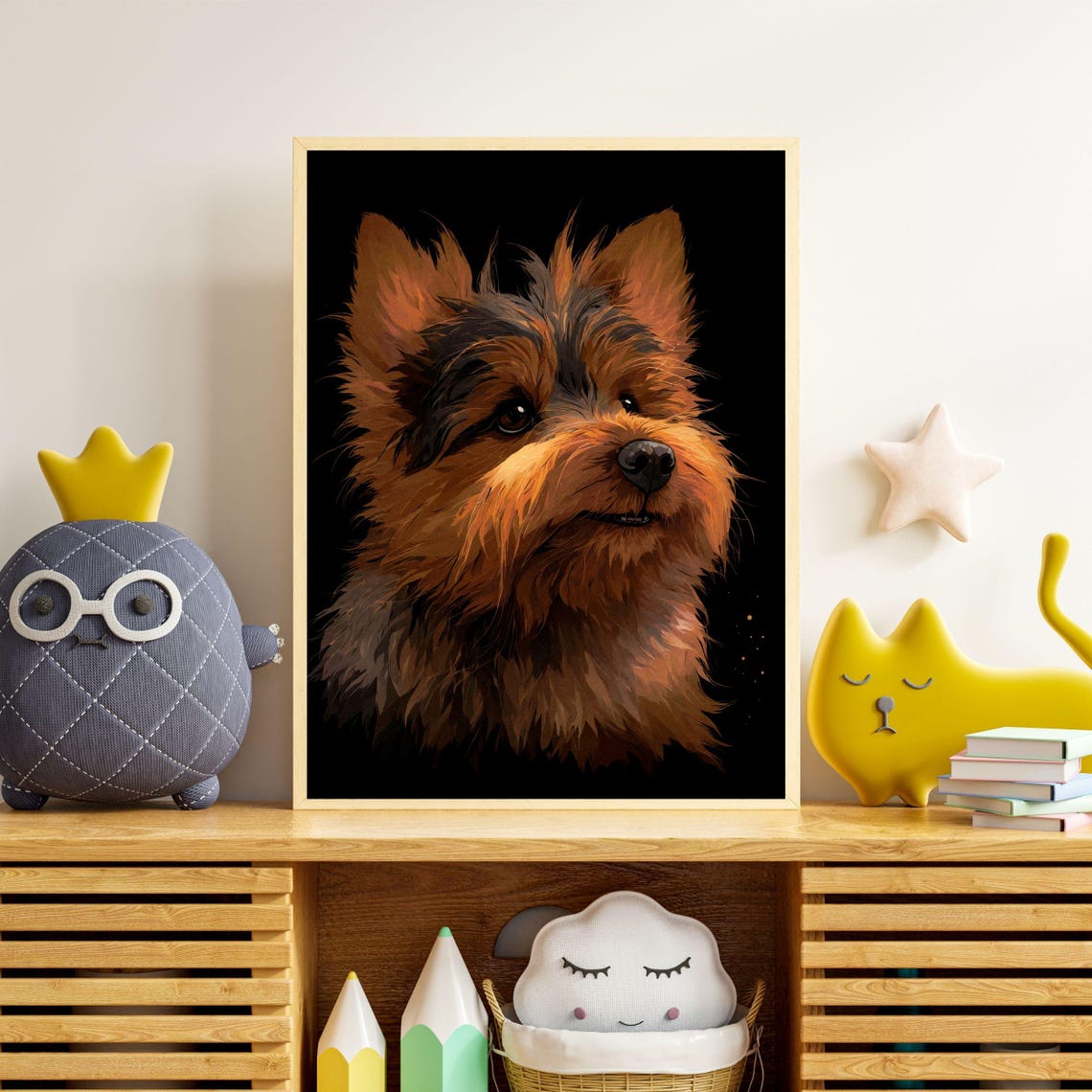 Australian Terrier Portrait Small Loyal Dog Painting Wall Art - Image 2
