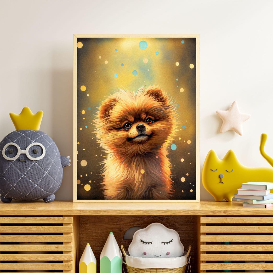 Golden Pomeranian Puppy Bokeh Gold Background Dog Portrait Poster - Image 7