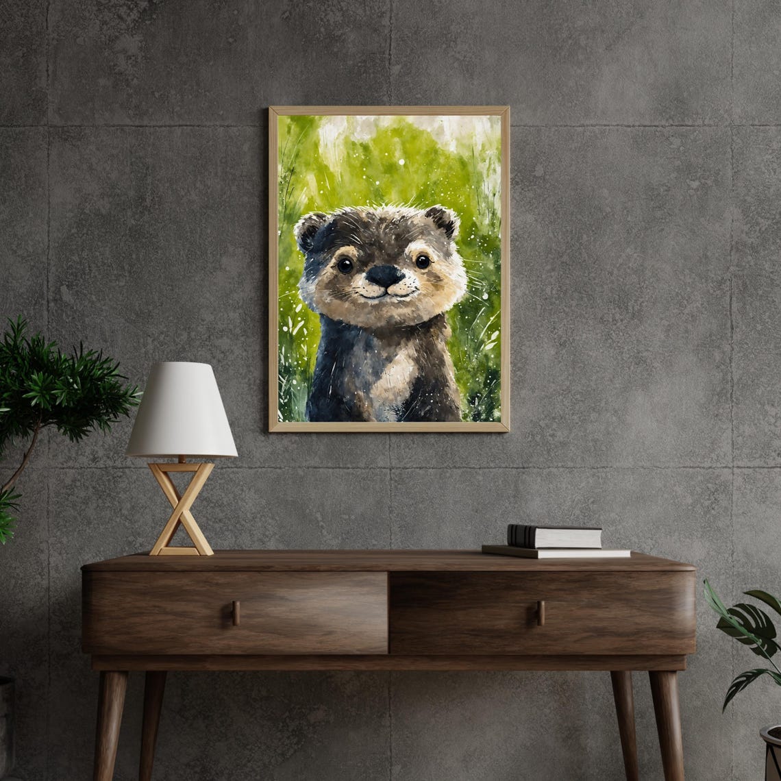 Cute Baby Otter Art Print Playful Otter Portrait Kids Room Decor Nursery Wall Art Animal Lover Gift 8x10 24x36 Cozy Wildlife Poster - Image 3