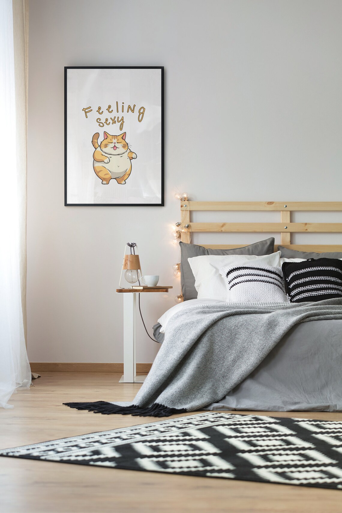 Sexy Cat Illustration Print Silly Cat Art Posters Meme Prints Funny Cat Lover Art Animal Art Print Nursery Room Art Girls Room Decor - Image 2