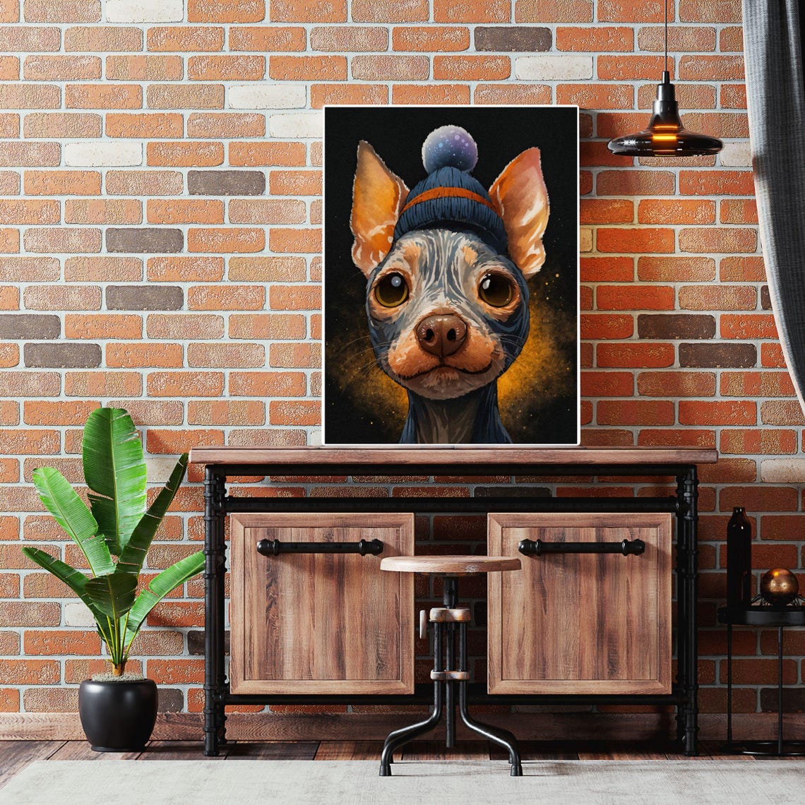 Chihuahua in Blue Winter Beanie Hat Funny Dog Portrait Poster - Image 5