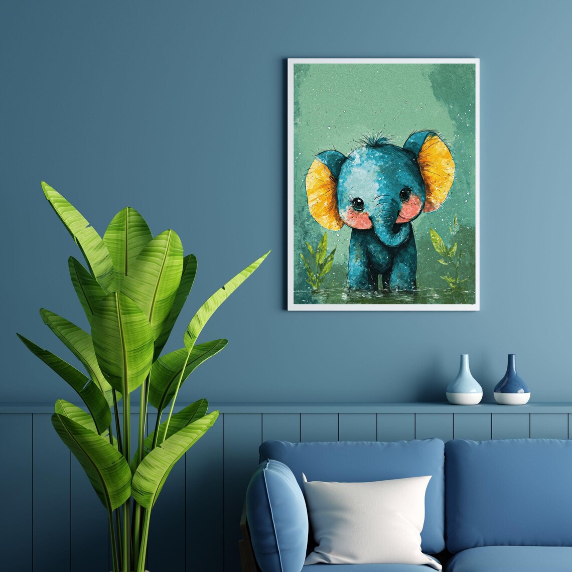 Baby Elephant Art Print, Watercolor Nursery Decor - Image 4
