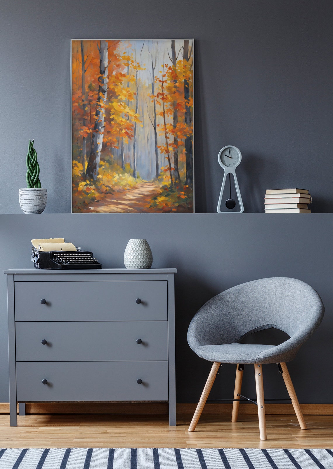Autumn Forest Path Golden Birch Trees Fall Foliage Nature Poster - Image 2