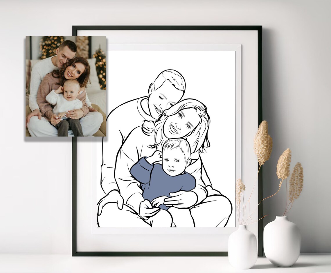Custom Line Drawing Portrait Art Print, Anniversary Gift - Image 7