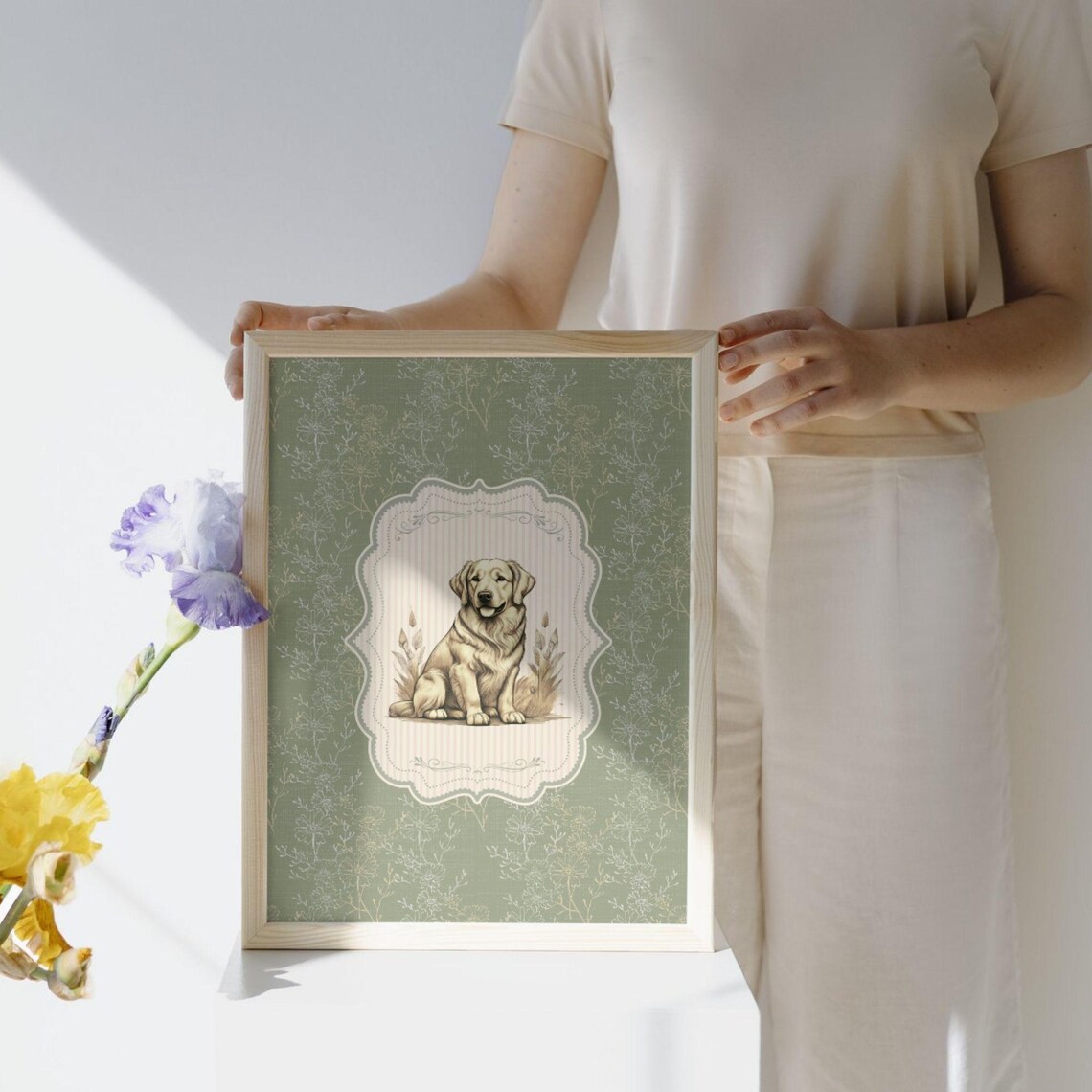 Vintage Style Golden Retriever Art Print, Nursery Decor - Image 5