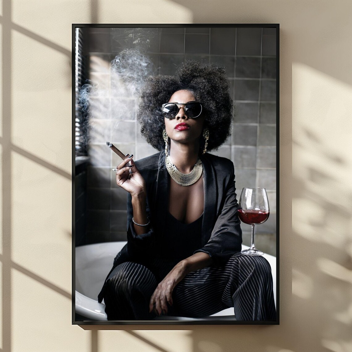 Girl On Toilet, Funny Bathroom Retro Decor