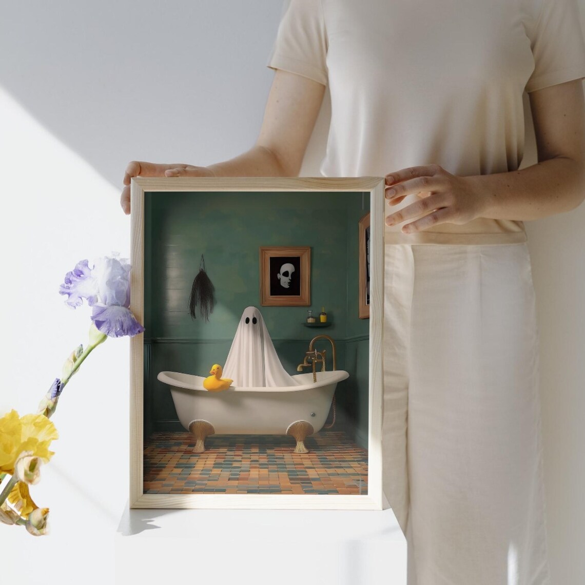 Victorian Ghost In Bathroom, Dark Academia Gothic Art Print - Image 3