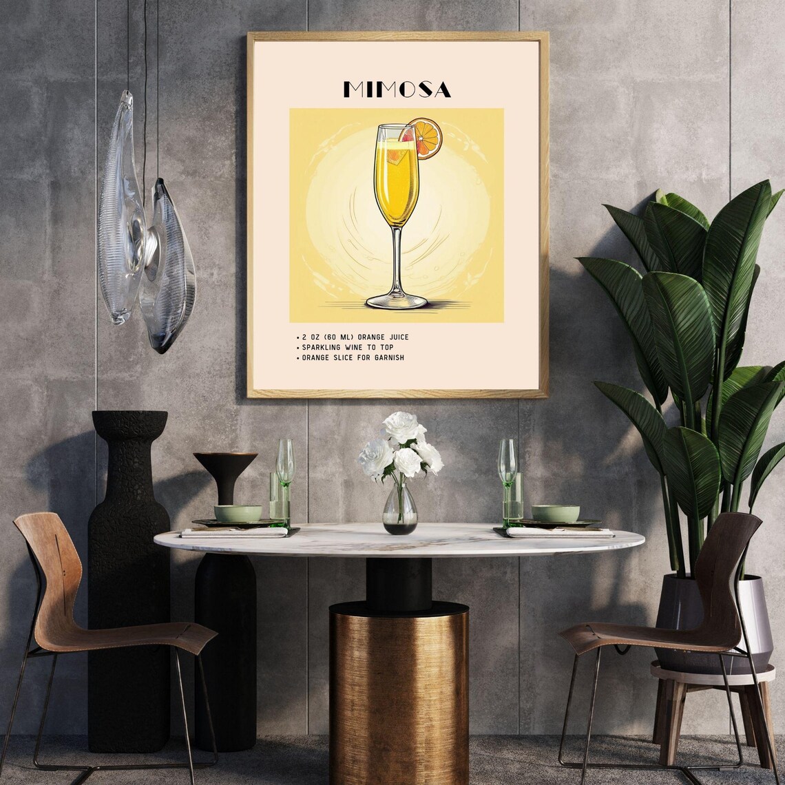 Mimosa Cocktail Vintage Bar Cart Art Print - Image 5