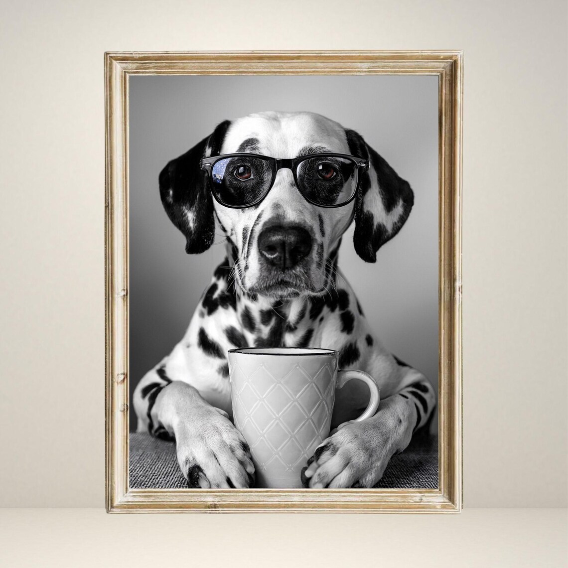 Dalmatian Dog Drinking Coffee, Funny Kitchen Art Print - Image 3