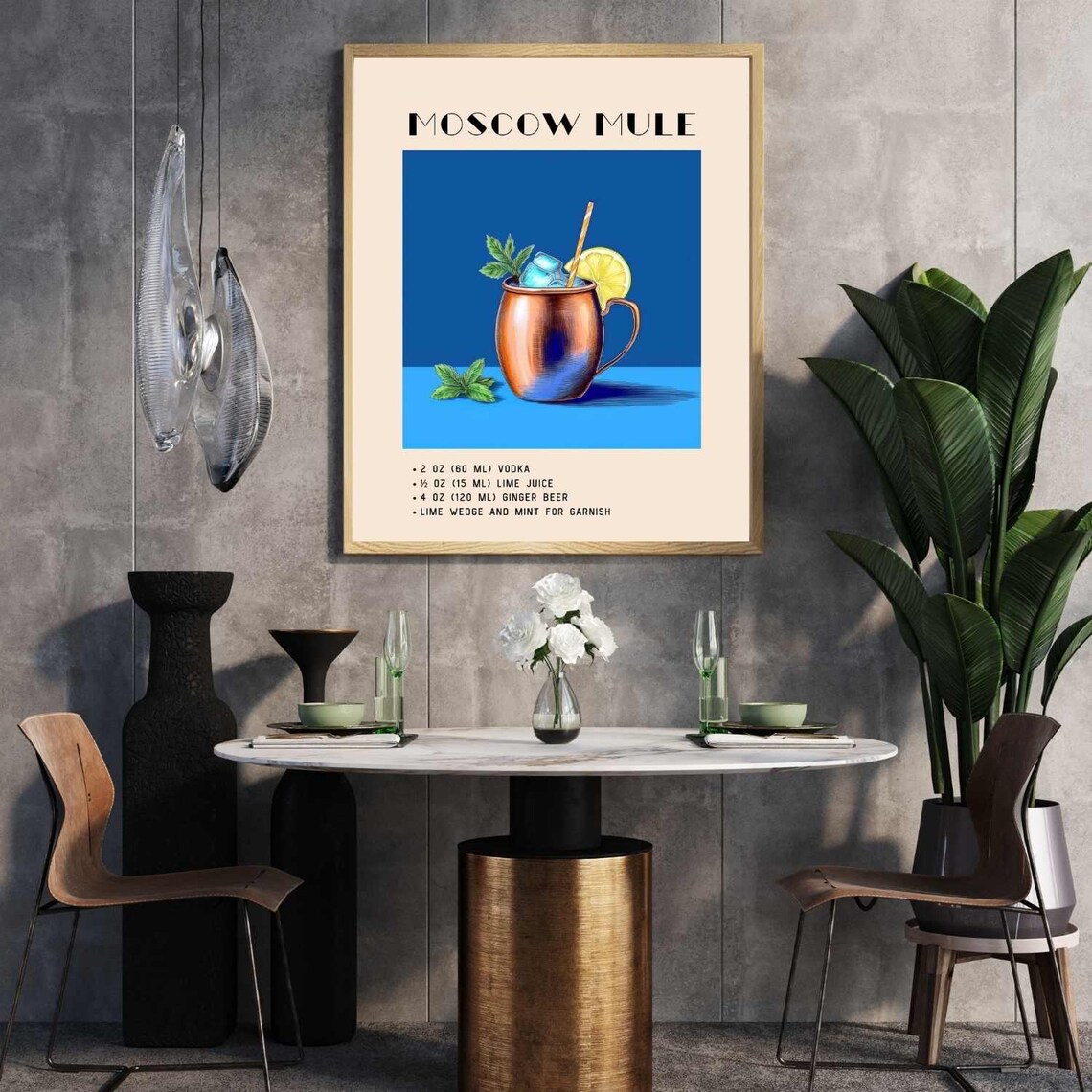 Moscow Mule Retro Bar Cart Decor, Watercolor - Image 5