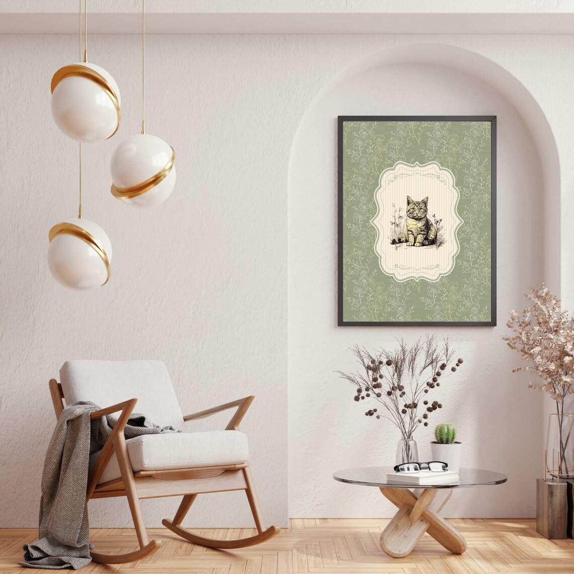 Vintage Kitten Print, Floral Nursery Decor - Image 3