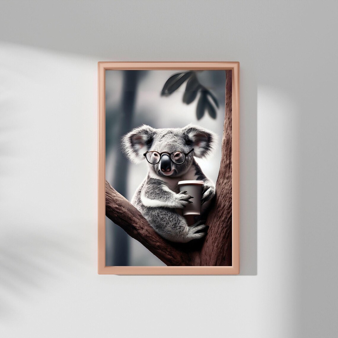 Koala Cute Animal Drinking Coffee, Vintage Poster - Image 2