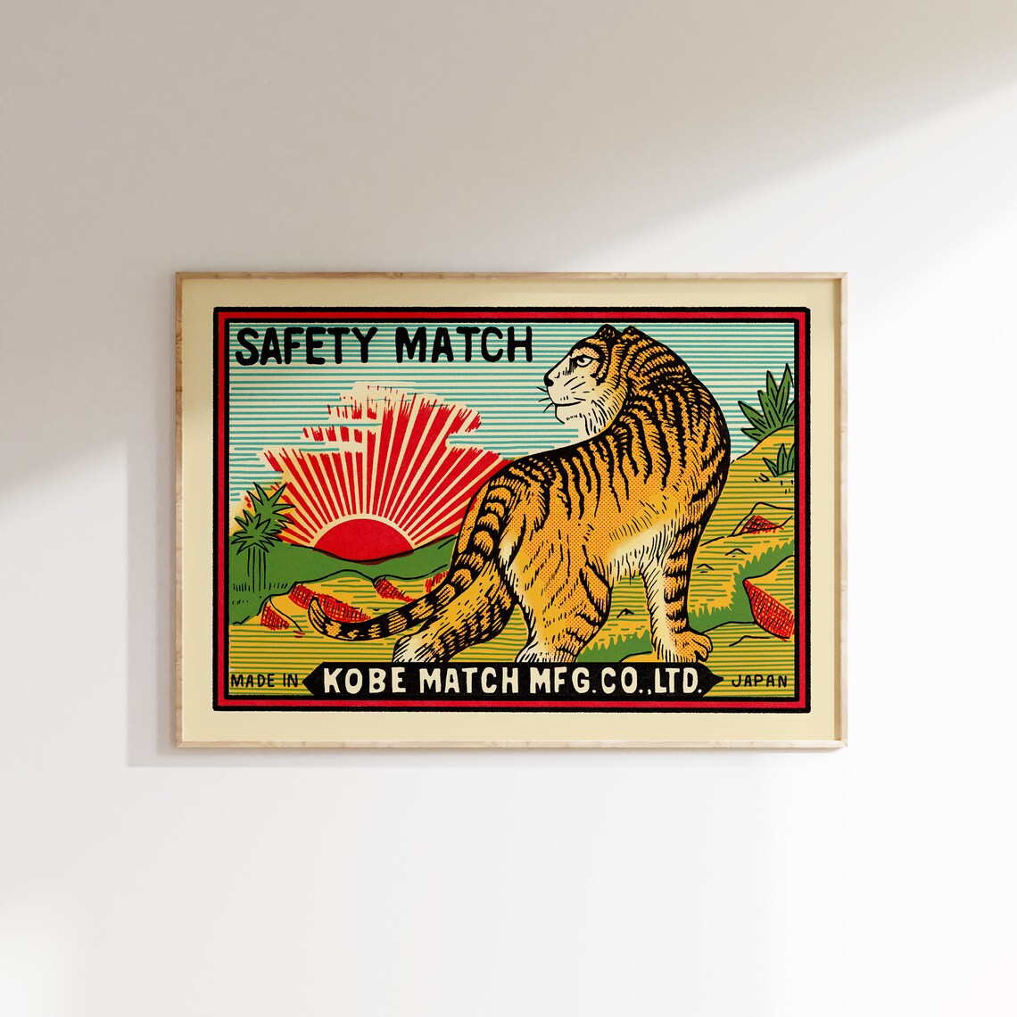 Retro Japanese Tiger Vintage Matchbox Art Print
